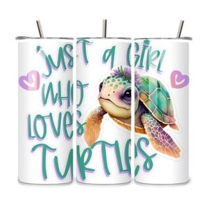 Handmade Just a Girl Who Loves Turtles 20oz Stainless Steel Tumbler